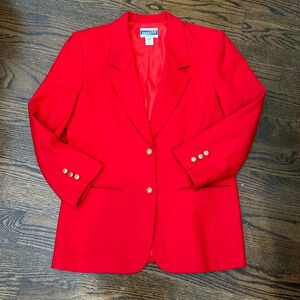 PENDLETON VINTAGE 100% Wool Red Made in USA Blazer with Gold Buttons Size 6